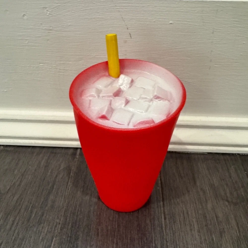 NWOT Pet Dog Squeaker Red Tumbler with Yellow Straw